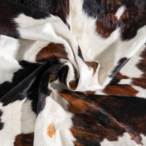 White Tricolor Cowhide Rug Size 7'3" L x 6'5" W 9363