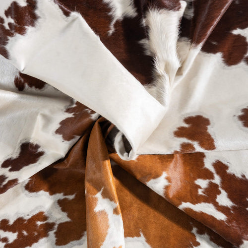 Brown and White Cowhide Rug Size 7'11" L x 6'5" W 9366