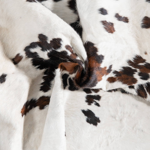 White Tricolor Cowhide Rug Size 6'8" L x 6'2" W 9371
