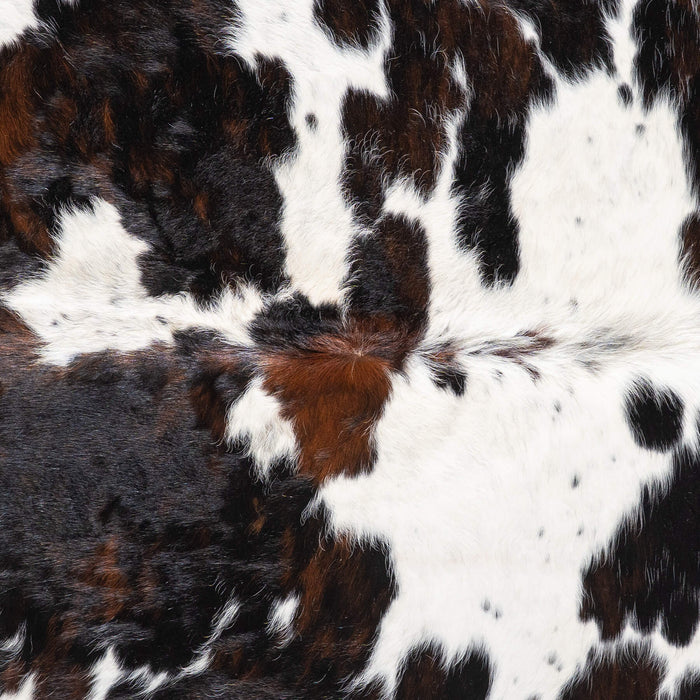 White Tricolor Cowhide Rug Size 6'5" L x 5'11" W 9372