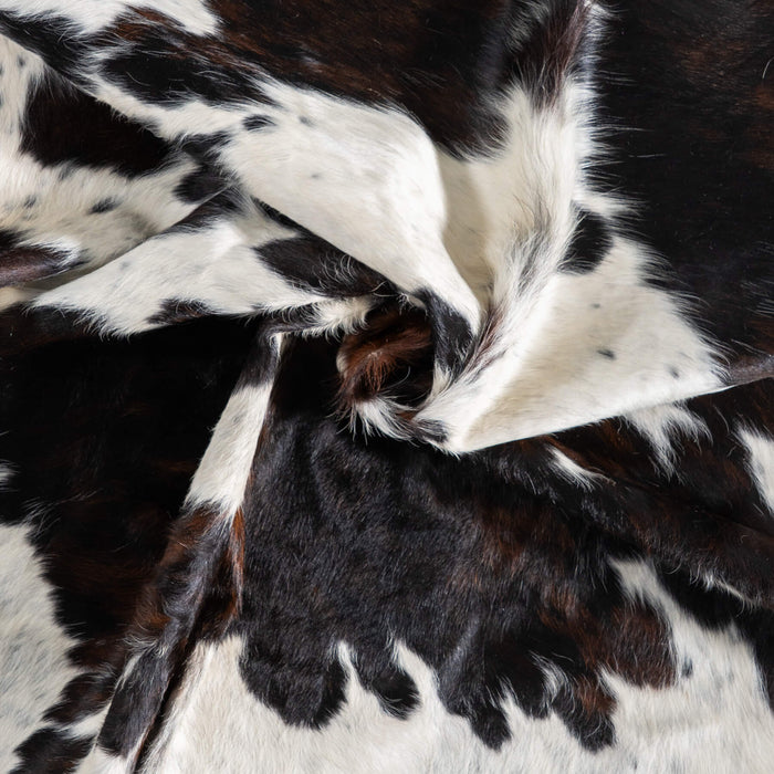 White Tricolor Cowhide Rug Size 6'5" L x 5'11" W 9372