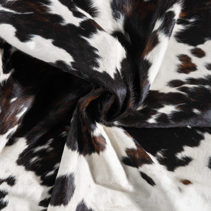 Dark Tricolor Cowhide Rug Size 7'0" L x 6'7" W 9381