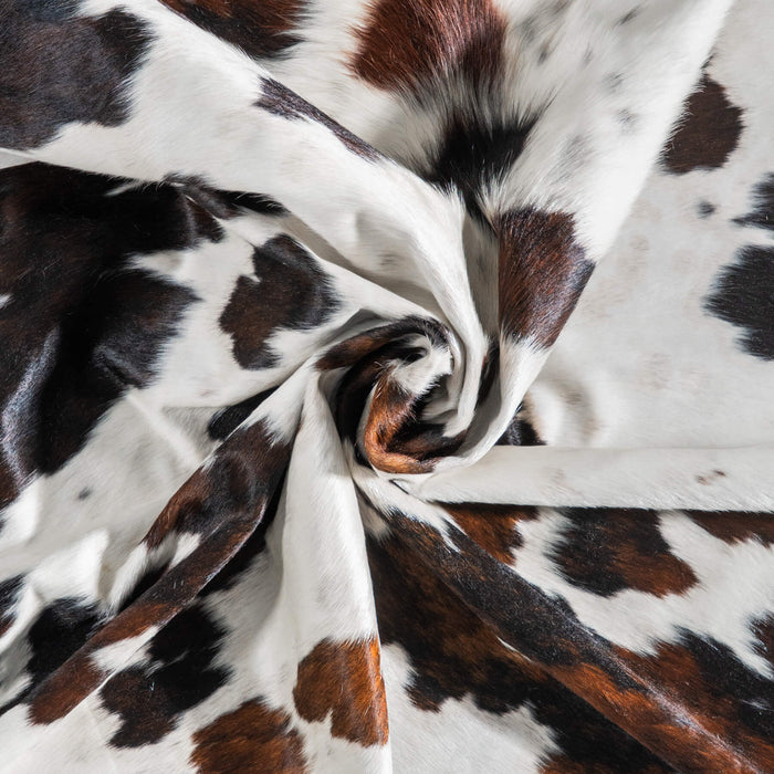 White Tricolor Cowhide Rug Size 8'0" L x 6'5" W 9385