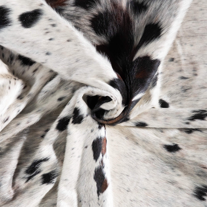 White Tricolor Cowhide Rug Size 7'5" L x 7'0" W 9386