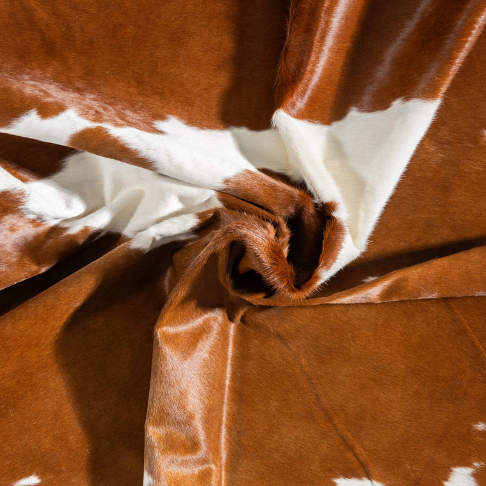 Brown and White Cowhide Rug Size 7'8" L x 6'9" W 9387