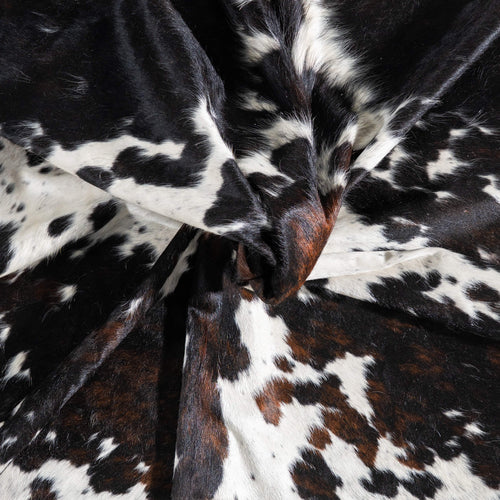 Dark Tricolor Cowhide Rug Size 8'1" L x 5'9" W 9390