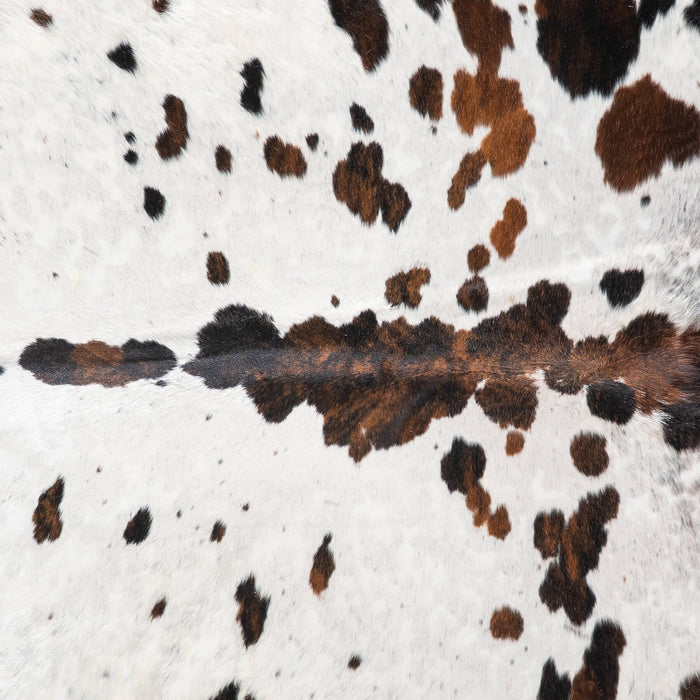 White Tricolor Cowhide Rug Size 7'9" L x 6'9" W 9392