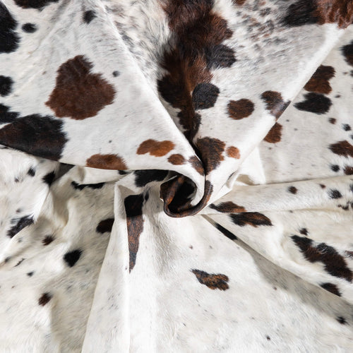 White Tricolor Cowhide Rug Size 7'9" L x 6'9" W 9392