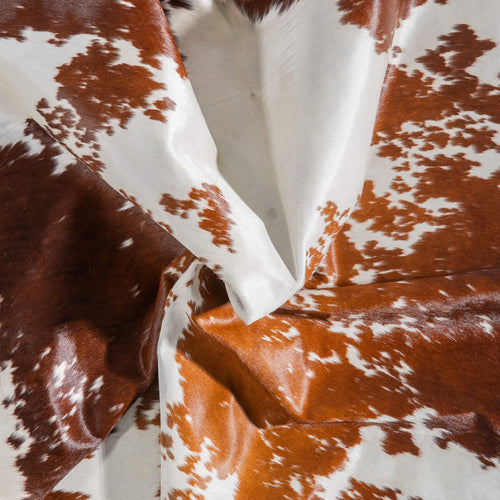 Brown and White Cowhide Rug Size 7'6" L x 6'4" W 9394