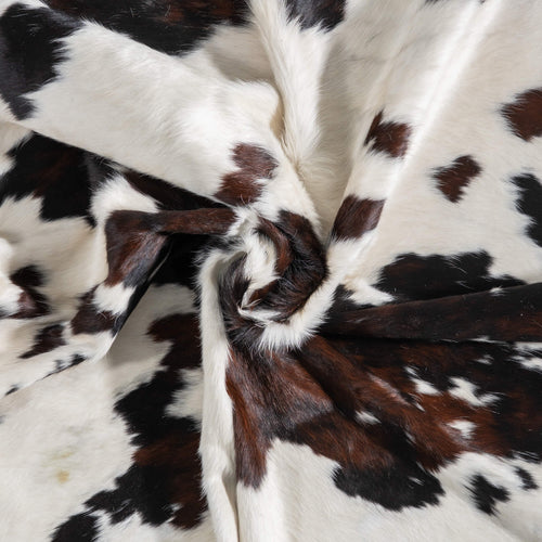 White Tricolor Cowhide Rug Size 7'9" L x 7'1" W 9406