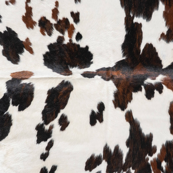 White Tricolor Cowhide Rug Size 7'7" L x 6'8" W 9409