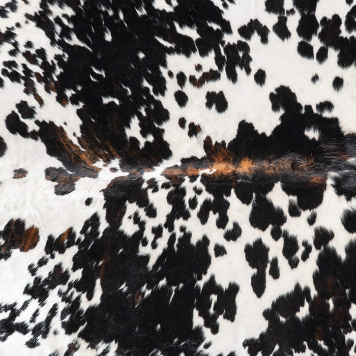 White Tricolor Cowhide Rug Size 7'9" L x 6'7" W 9418