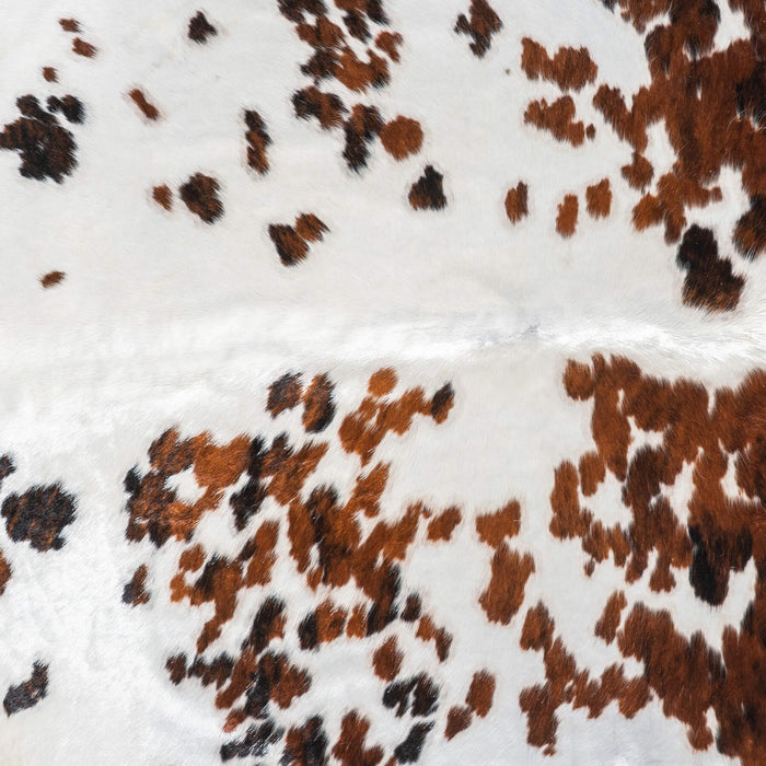 White Tricolor Cowhide Rug Size 7'8" L x 7'1" W 9422