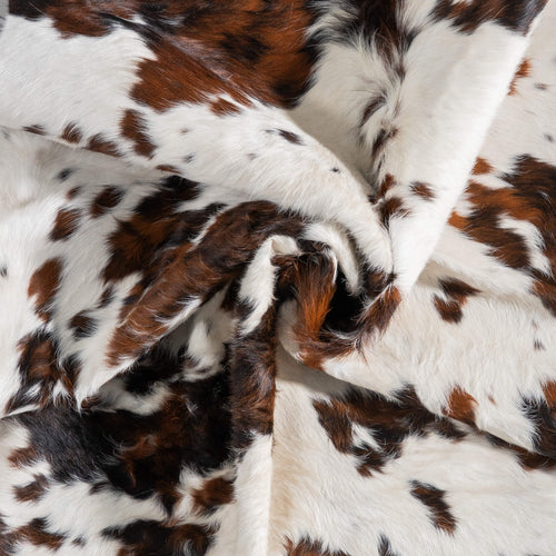 White Tricolor Cowhide Rug Size 6'11" L x 6'4" W 9425