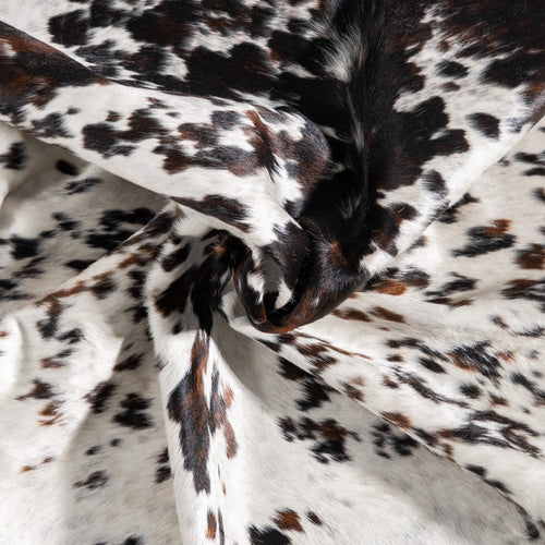 White Tricolor Cowhide Rug Size 7'3" L x 6'6" W 9426