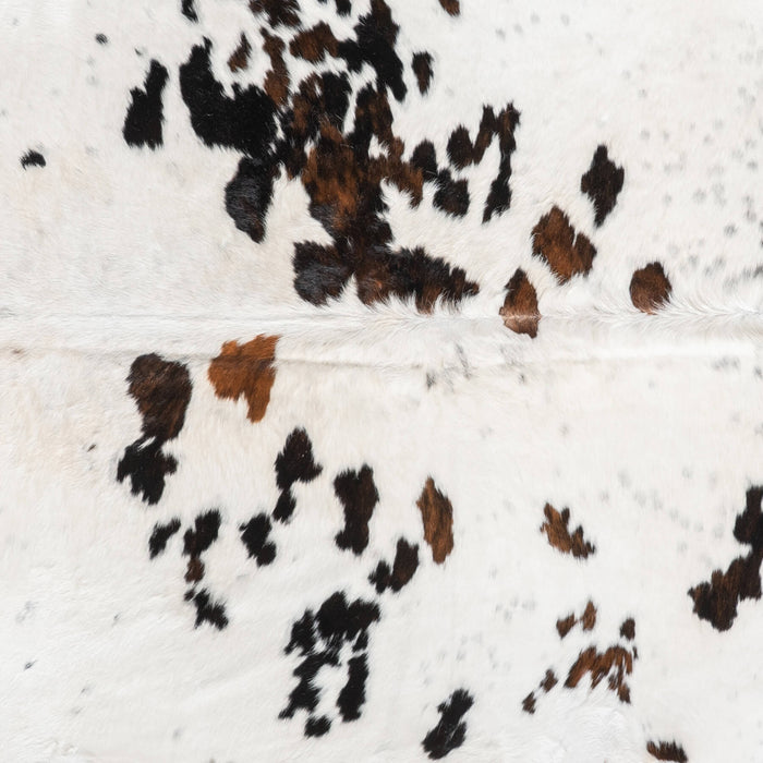 White Tricolor Cowhide Rug Size 7'10" L x 7'3" W 9432