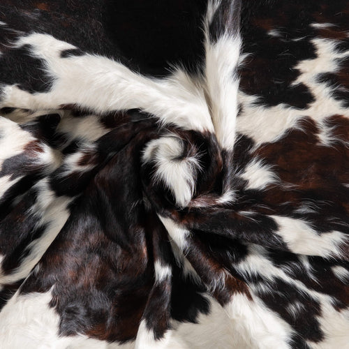 White Tricolor Cowhide Rug Size 7'6" L x 6'8" W 9439