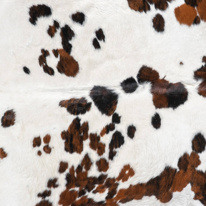 White Tricolor Cowhide Rug Size 7'6" L x 6'6" W 9443