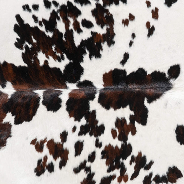 White Tricolor Cowhide Rug Size 7'6" L x 6'11" W 9445