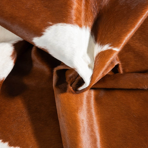 Brown and White Cowhide Rug Size 7'3" L x 6'8" W 9457