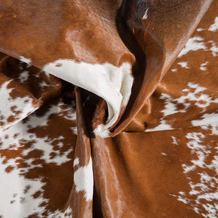 Brown and White Cowhide Rug Size 7'0" L x 6'3" W 9458