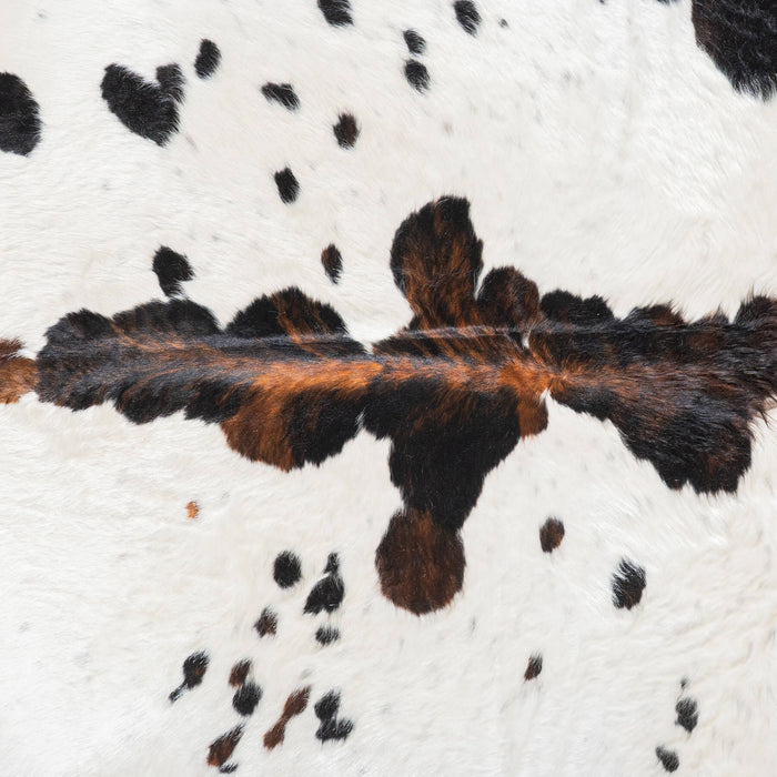White Tricolor Cowhide Rug Size 7'8" L x 7'2" W 9470
