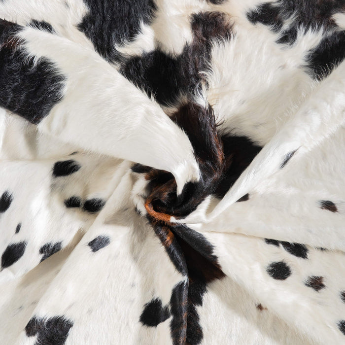 White Tricolor Cowhide Rug Size 7'8" L x 7'2" W 9470
