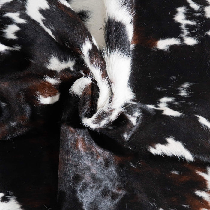 White Tricolor Cowhide Rug Size 6'7" L x 5'7" W 9471