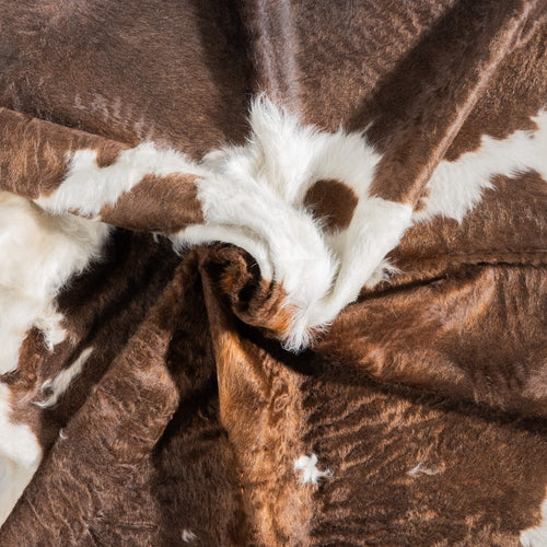 Brown and White Cowhide Rug Size 6'11" L x 6'8" W 9472