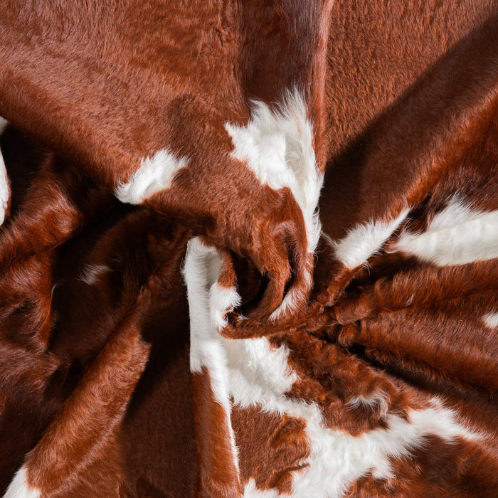 Brown and White Cowhide Rug Size 7'8" L x 6'11" W 9475