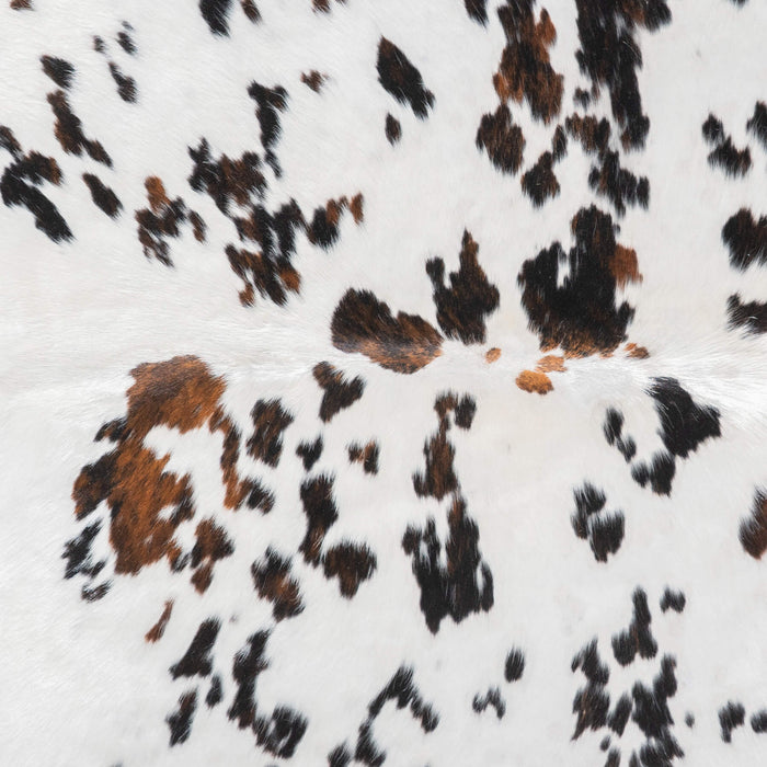 White Tricolor Cowhide Rug Size 6'6" L x 5'11" W 9478