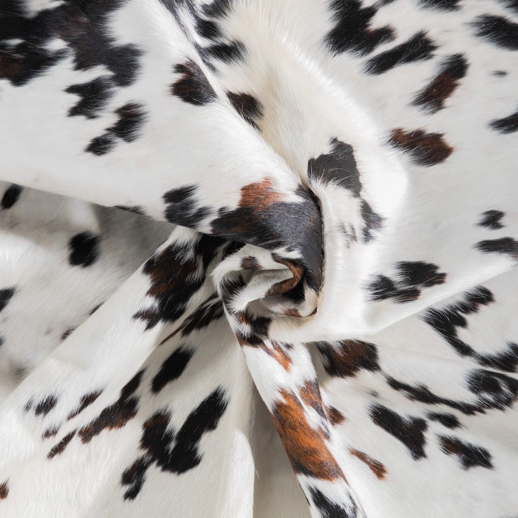 White Tricolor Cowhide Rug Size 6'6