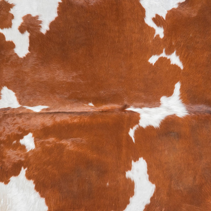 Brown and White Cowhide Rug Size 7'1" L x 6'8" W 9480