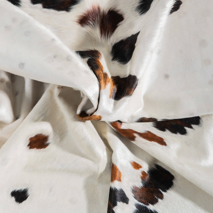 White Tricolor Cowhide Rug Size 7'8" L x 6'11" W 9482