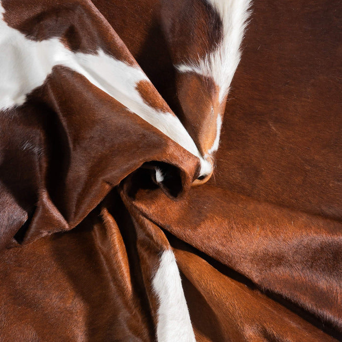 Brown and White Cowhide Rug Size 7'0" L x 6'0" W 9485