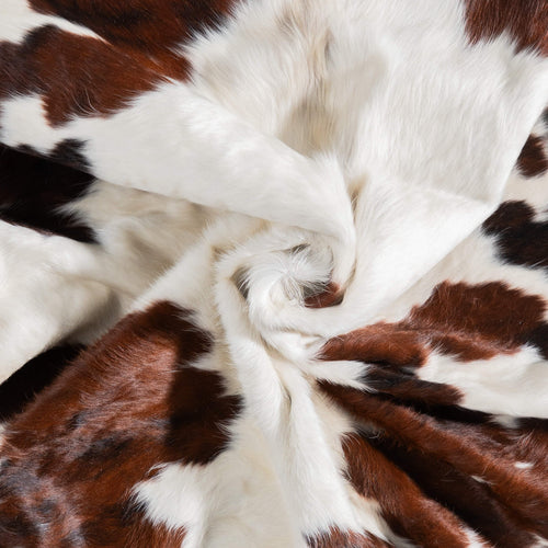 White Tricolor Cowhide Rug Size 7'7" L x 6'9" W 9486