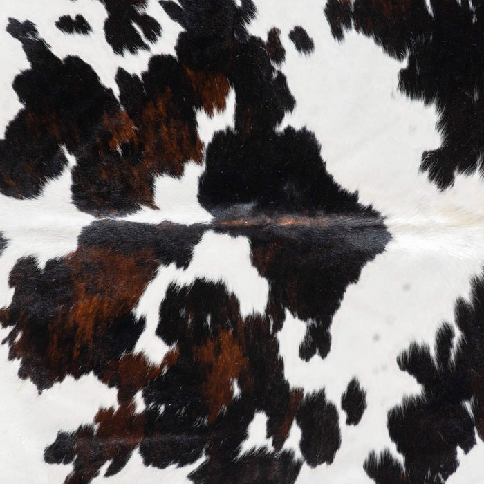 White Tricolor Cowhide Rug Size 7'8" L x 6'9" W 9487