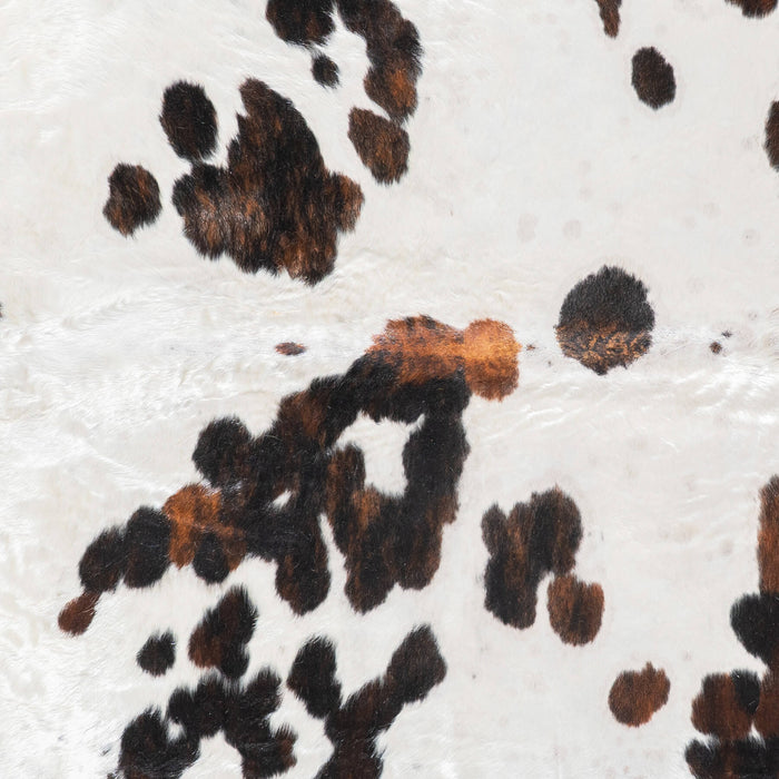 White Tricolor Cowhide Rug Size 7'11" L x 7'1" W 9497