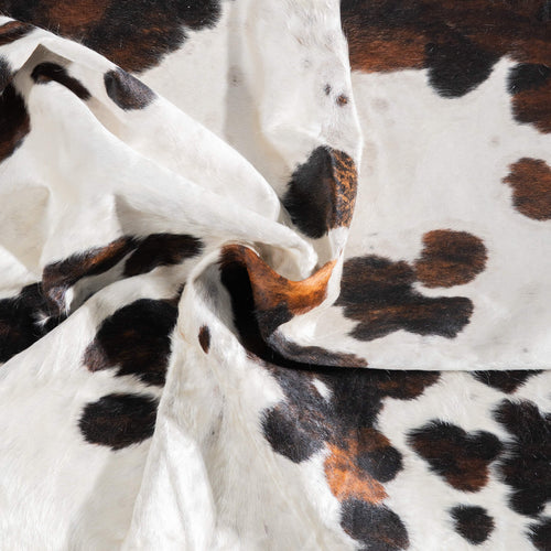 White Tricolor Cowhide Rug Size 7'11" L x 7'1" W 9497
