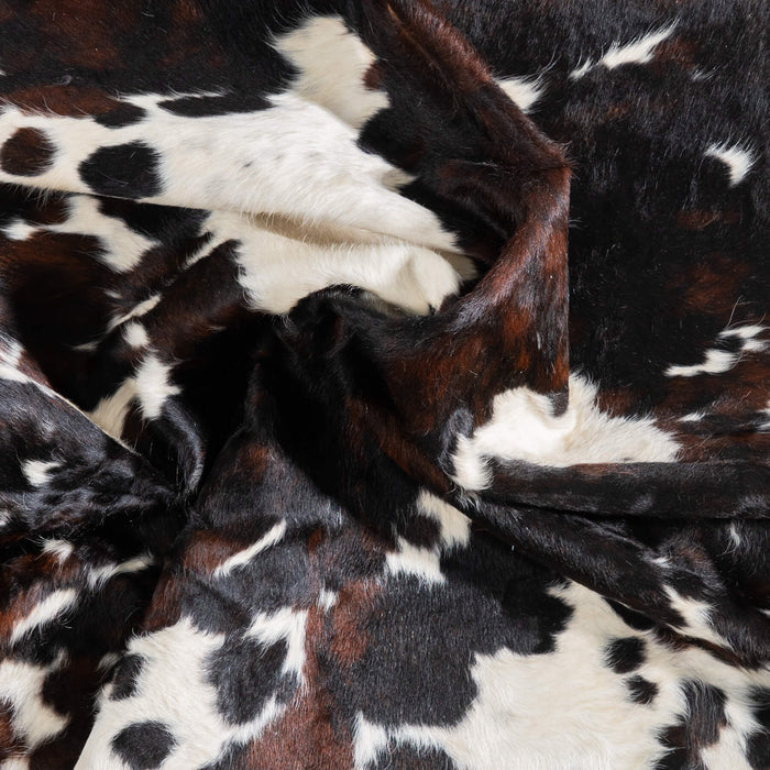 Dark Tricolor Cowhide Rug Size 7'6" L x 6'9" W 9499