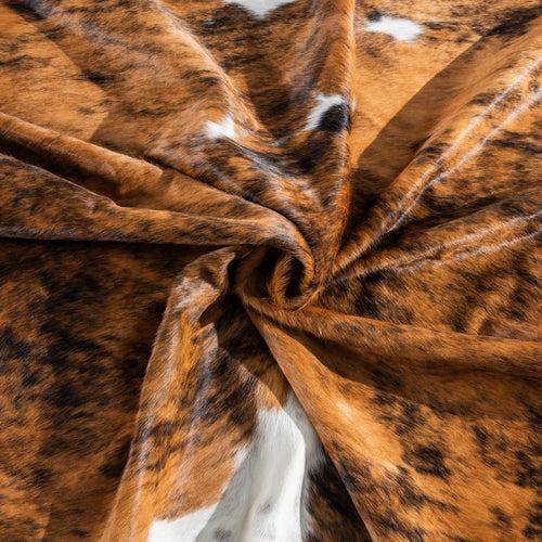 Tricolor Brindle Mix Cowhide Rug Size 8'3" L x 7'8" W 9500