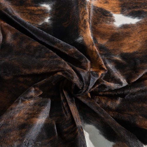 Tricolor Brindle Mix Cowhide Rug Size 7'5" L x 6'5" W 9501