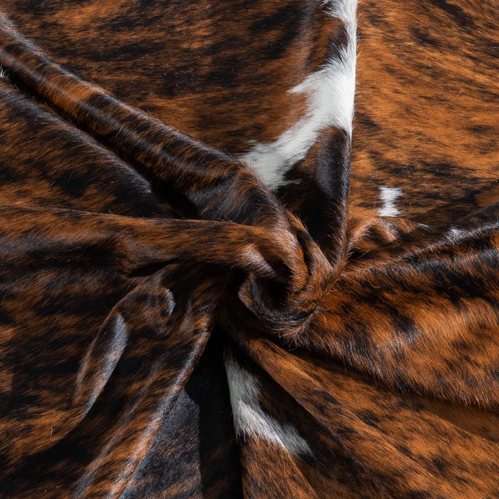 Tricolor Brindle Mix Cowhide Rug Size 7'3" L x 6'5" W 9502