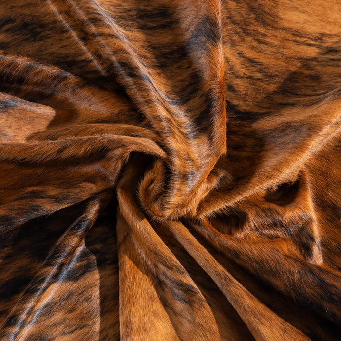 Tricolor Brindle Mix Cowhide Rug Size 8'0" L x 6'11" W 9503