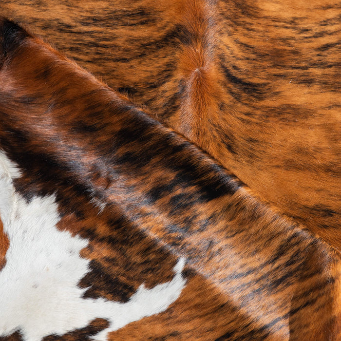 Tricolor Brindle Mix Cowhide Rug Size 8'0" L x 6'11" W 9503