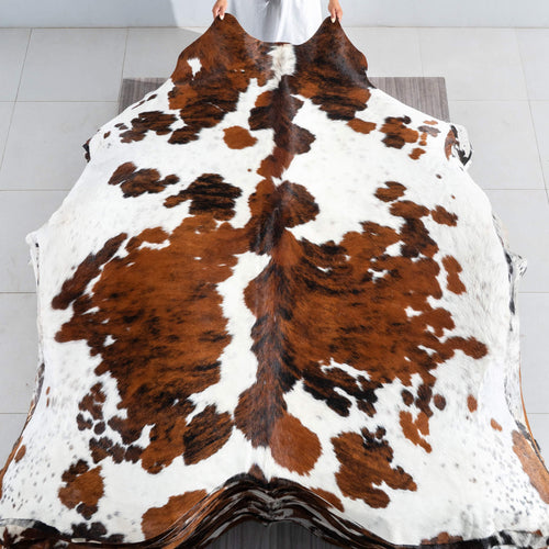 Tricolor Cowhide Rug Size 7'3" L x 7'1" W 9507