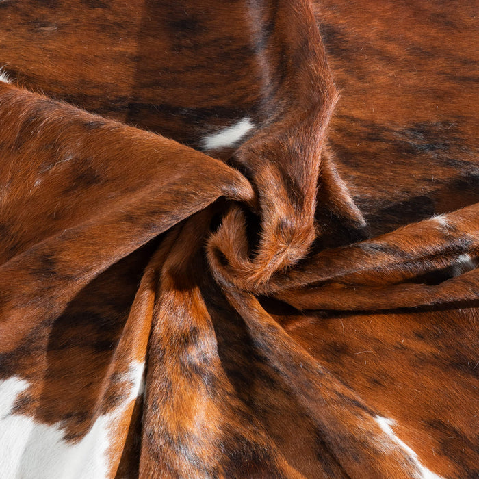 Tricolor Brindle Mix Cowhide Rug Size 7'1" L x 6'2" W 9508