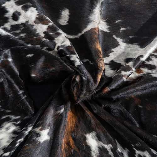 Dark Tricolor Cowhide Rug Size 7'11" L x 7'1" W 9509