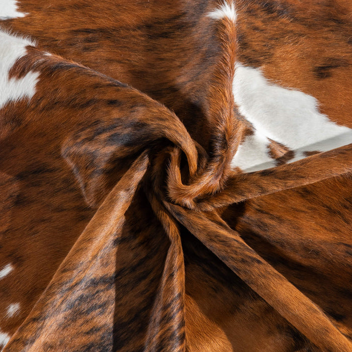 Tricolor Brindle Mix Cowhide Rug Size 6'9" L x 6'3" W 9512