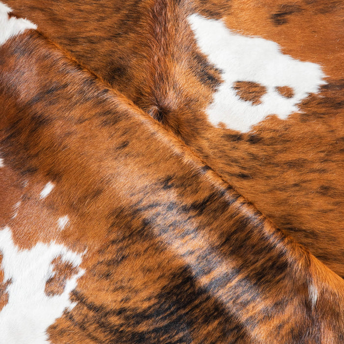 Tricolor Brindle Mix Cowhide Rug Size 6'9" L x 6'3" W 9512